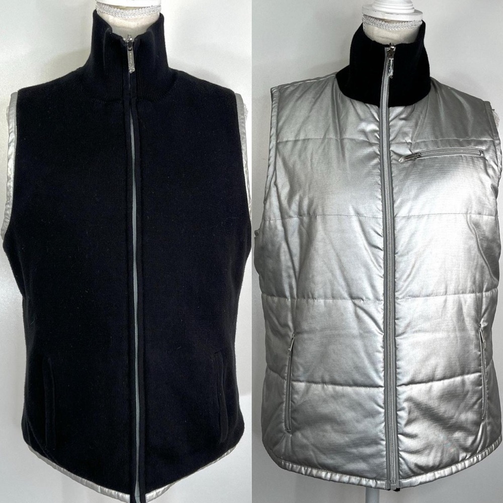 Ralph Lauren | Silver Metallic/Black Reversible Vest